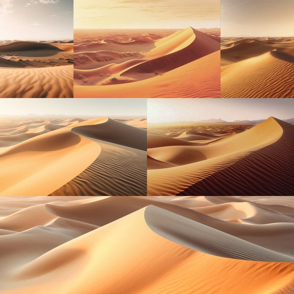 6 Captivating Desert Backdrops: Stunning Sand Dune Backgrounds, Serene Landscapes | Instant Digital Download JPG Files