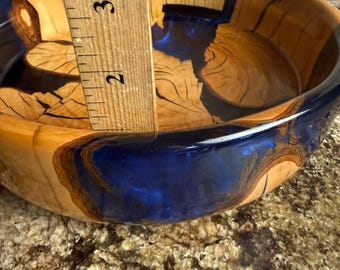 Handcrafted  Wood & Resin Bowl | Artisan Turned Decorative Bowl | Rustic Modern Home Decor
