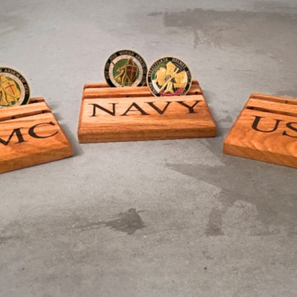 Wooden military coin stand, Coin holder, Navy coin Stand, Coin display stand, Challenge coin, coin collecting