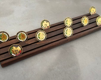 Wooden Coin Display Stands - 6-inch & 18-inch, Holds 12-40 Coins, Premium Quality, Free Shipping"