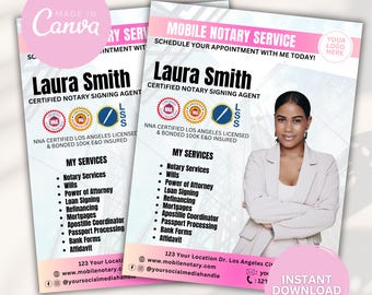 Sjabloon roze notarisbedrijf: bewerkbare marketing (canva)