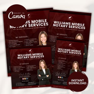 Notary Flyer, Notary Public Business Flyer Template, Notary Flyer, Editable Notary Flyer, Black Notary Flyer, Loan Signing Agent Flyer