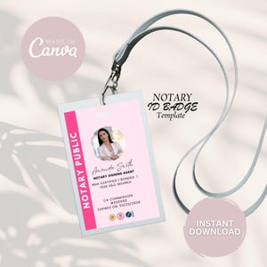 Szablon identyfikatora notariusza, edytowalny szablon karty identyfikacyjnej Canva, odznaka notariusza, szablony notariusza Canva, odznaka identyfikacyjna notariusza