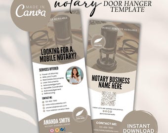 Notary Door Hanger Canva, Mobile Notary Door Hanger, Loan Signing Agent Door Hanger, Notary Template Door Tag, Neighborhood Flyer