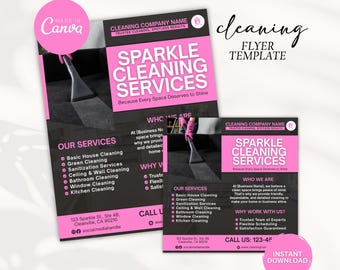 Folleto de limpieza profesional, folleto de servicios de limpieza, folleto de negocios de servicios de limpieza, tarjeta de limpieza profesional, folleto rosa de mantenimiento del hogar