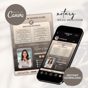 Minimalist Notary Business, Notary Template, Notary Marketing, Notary Canva Template, Notary Template Social Media Notary Marketing Flyer
