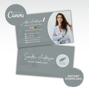 Gray Notary Business Card,Notary Public Business Card,Mobile Notary Business Card,Notary Business Card Template Notary Template