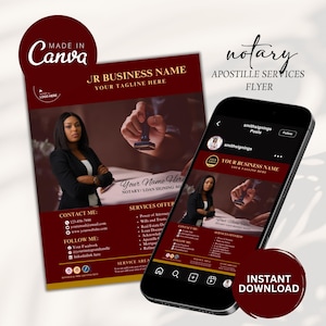 Notary Social Media Flyer, Notary Flyer Template, Loan Signing Agent, Marketing Flyer Template for Mobile Notary, Canva Marketing Template