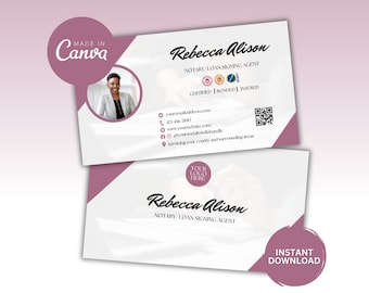 Notary Public Business Card | Loan Signing Agent | Notary Marketing Business | Canva Template Notary Business Notary Signing Agent Card