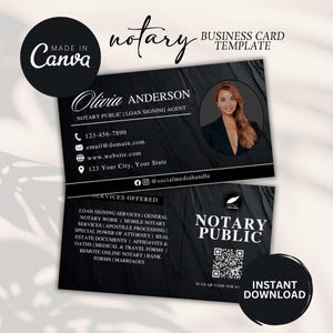 Notary Business Card, Notary, Notary Templates, Loan Signing Agent, Custom Business Card, Modern Business Card, Mobile Notary Template
