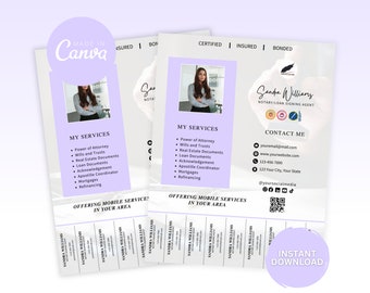 Notary Service Tear-Off Flyer Template: Loan Signing Agent (Canva Editable)