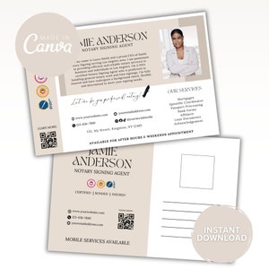 Notar Postkarte |Notar Postkarte Notar bearbeitbare Postkarte | Geschäft Postkarte | Canva Postkarte | Notar-Unterzeichnungsagenten-Postkarte