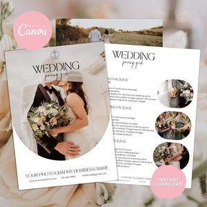 Wedding Photography Pricing Template Wedding Pricing Guide List  Photographer Price Guide  Canva Template Wedding Price List Canva Template