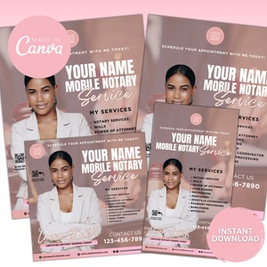 Socialmedia-flyerbundel notaris|Notaris-flyerbundel|Ondertekenaar lening|Marketingflyersjabloon voor mobiele notaris|Canva-marketingsjablonen