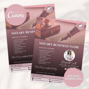 Notary Flyer, Mobile Notary Flyer, Marketing Flyer Template for Mobile Notary, Notary Marketing Templates, Notary Business Flyer