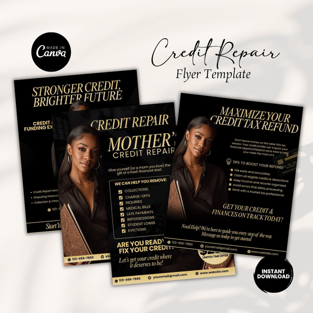 6 Credit Repair Flyer Template, Canva Credit Repair Social Media Post ...