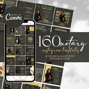 Black and Gold Notary Canva Templates, Notary Templates, Notary Marketing Post, Instagram Notary Templates, Notary Social Media Post