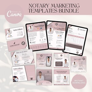 Notary Marketing Bundle,Notary Bundle Starter Kit,Loan Signing Agent Bundle,Editable Notary Branding Bundle,Loan Signing Agent Marketing Kit
