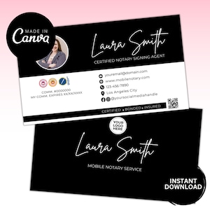Black Notary Business Card, Notary Public Business Card, Notary Business Card, Notary Business Card,Notary Card Template,Notary Public Card