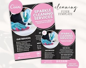 Folleto de limpieza profesional, folleto de servicios de limpieza, folleto de negocios de servicios de limpieza, tarjeta de limpieza profesional, folleto rosa de mantenimiento del hogar