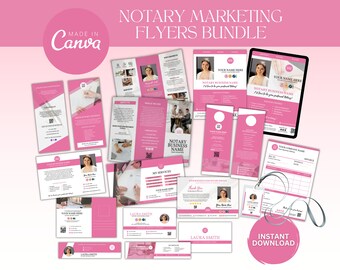 Pink Notary Marketing Flyer Templates Bundle (Digital Download)