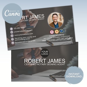 Notary Card Template DIY Notary Business Card Notary Canva Template Notary Signing Agent Mobile Notary Agent Template Notary Marketing