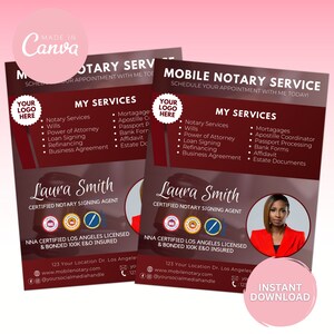 Notary Social Media Flyer|Notary Branding|Loan Signing Agent|Marketing Flyer Template for Mobile Notary|Canva Marketing Templates