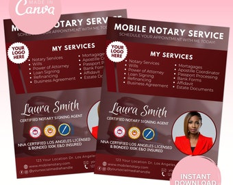 Notary Public Flyer Template: Canva Editable Social Media Branding (Digital Download)