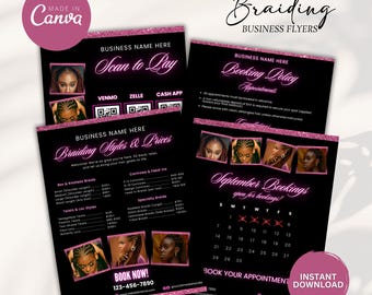 Braiding Template Hair Salon Flyer Hair Salon Price List Hair Salon Price Guide Braiding Price List & Booking Policy Template