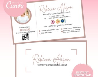 Notary Public Business Card, Mobile Notary Business Card, Notary Business Card Template, Notary Template, Mobile Notary Marketing,