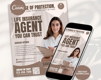Insurance Marketing, Brown Life Insurance Template, Life Insurance, Insurance Flyer, Insurance Agent, Insurance Marketing, Financial Advisor