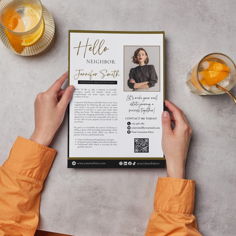Agent Introduction Card Real Estate Agent Introduction Flyer: Canva Template (digital Download ...
