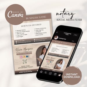 Minimalist Notary Business, Notary Template, Notary Marketing, Notary Canva Template, Notary Template Social Media Notary Marketing Flyer