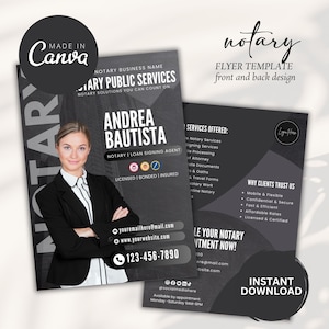 Notary Flyer Front & Back Template, Notary Flyer Double Sided Template, Notary Marketing Flyer, Notary Template, Notary Business Flyer