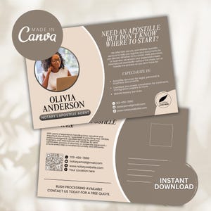 Apostille Postcard, Apostille Service Postcard, Apostille Agent Flyer, Apostille Agent, Notary Social Media Post, Apostille Digital Download