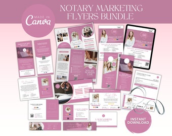 Pink Notary Marketing Flyer Template Bundle (Canva Editable, Digital Download)
