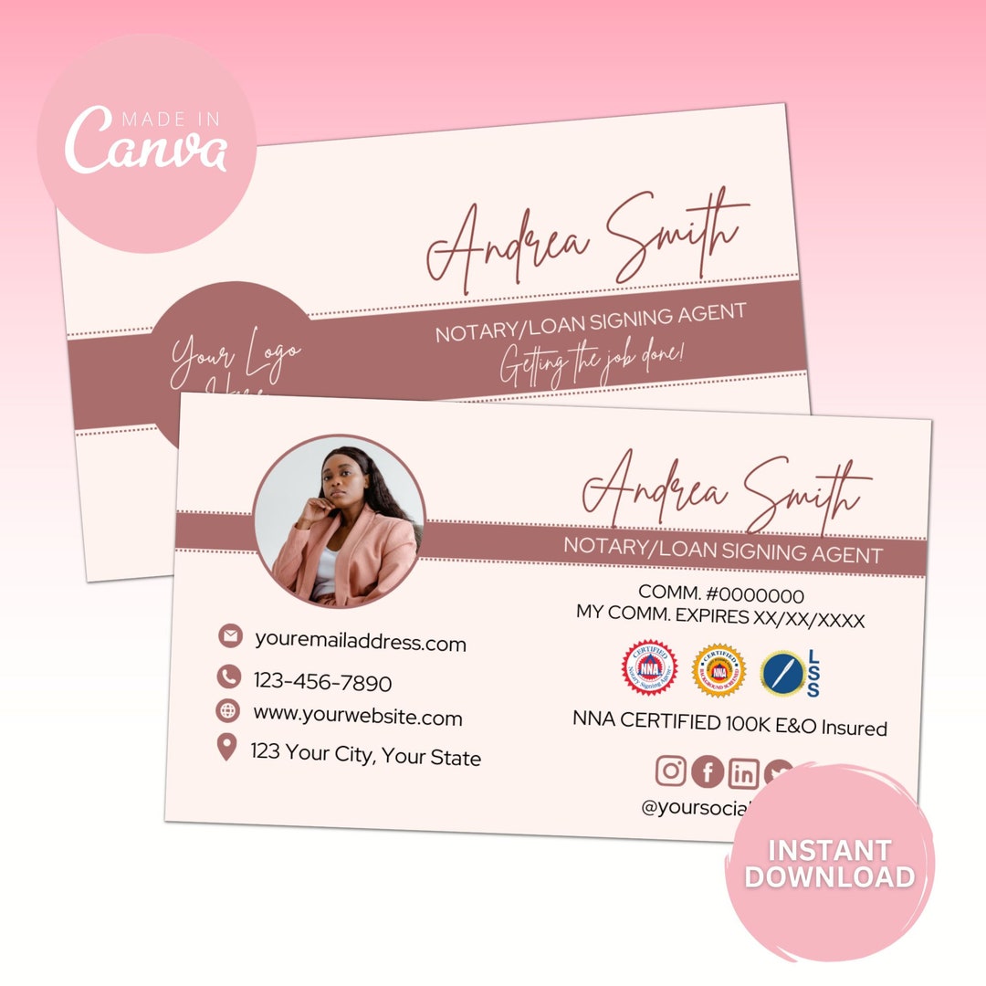 Notary Business Card,notary Public Business Card,mobile Notary Business