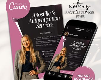 Apostille Notary Templates, Apostille Service Flyer Apostille Agent Flyer, Apostille Agent, Notary Social Media Post,Notary Digital Download
