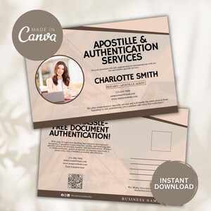 Apostille Service Postcard, Apostille Postcard, Apostille Agent Flyer, Apostille Agent, Notary Social Media Post, Apostille Digital Download