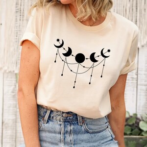 Moon Phases Shirt, Moon Necklace Shirt, Moon Phases Tshirt, Moon Tee, Moon Phases Tee, Celestial Shirt, Space Lover Shirt, Boho Shirt