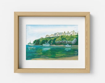 Seaside Serenity 5x7 Art Print - Coastal Mixed Media, Ocean View Wall Decor, Beach Home Gift