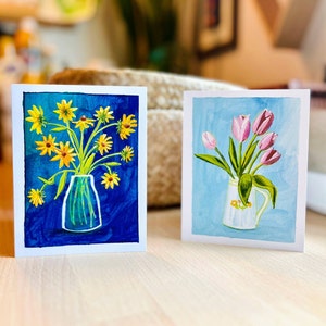 Painted Floral Notecard Set | Blank Inside Gouache Greeting Cards with Envelopes