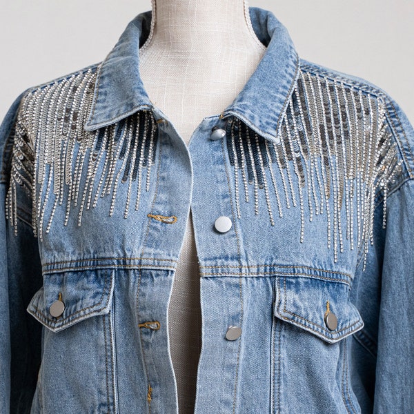Rhinestone Jean Jackets - Etsy