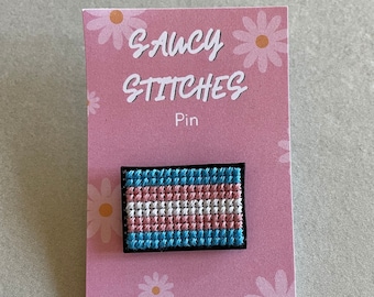 Cross Stitch Pin | Trans Pride
