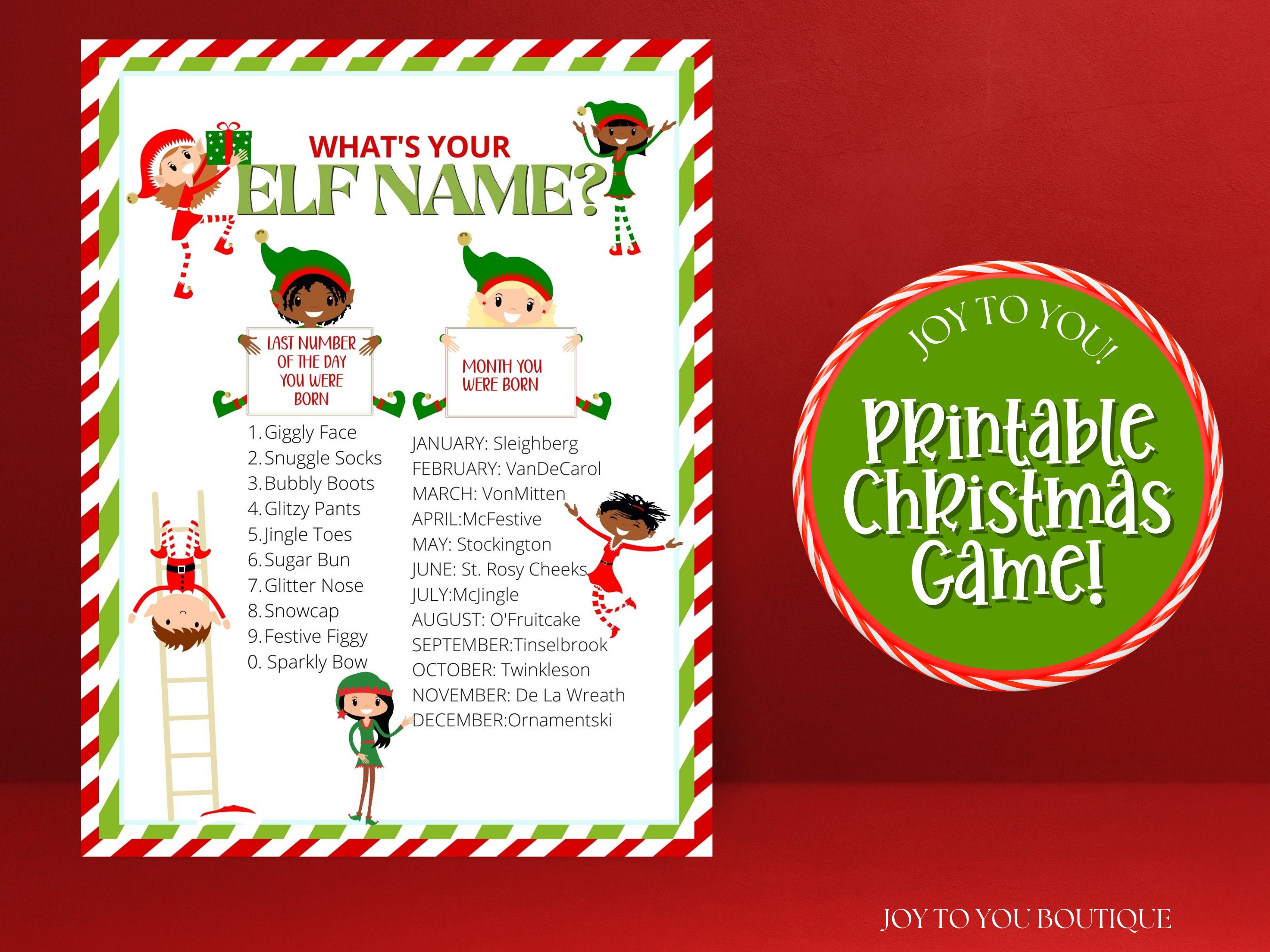 What's Your Elf Name Elf Name Game Christmas Printable Game Holiday ...