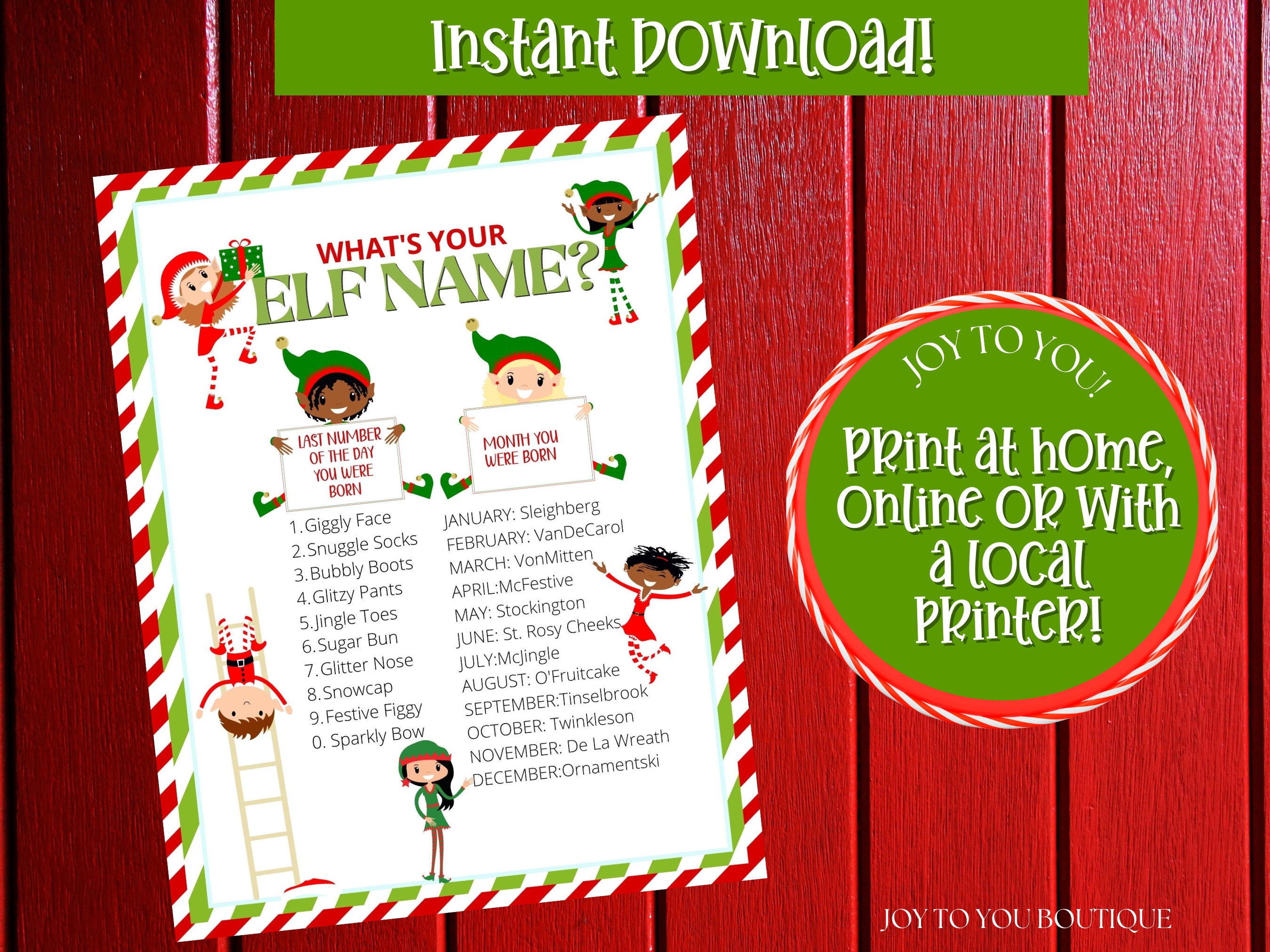 What's Your Elf Name Elf Name Game Christmas Printable Game Holiday ...