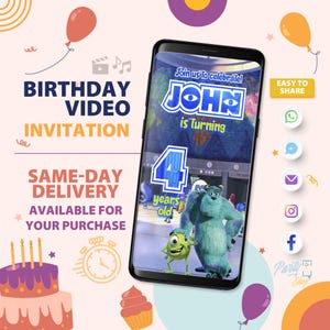 Monster  Invitation, Monster Video Invitation, Party, Birthday, Birthday Party, Video Invite, Digital Invitation, Animated Invitation