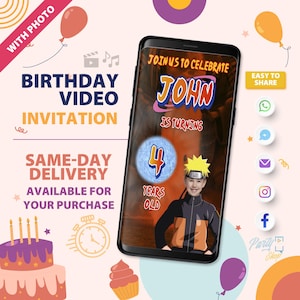 Anime Ninja Invitation, Anime Ninja Video Invitation, Party, Birthday, Birthday Party, Video Invite, Digital Invitation, Animated