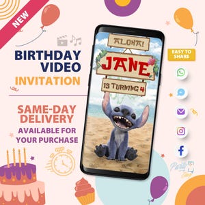 Lilo and Stitch Invitation, Lilo and Stitch Video Invitation, Party, Birthday, Birthday Party, Video Invite, Digital Invitation, Animated