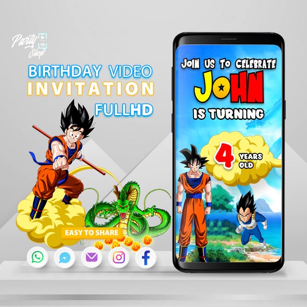 Dragon Ball Invitation, Dragon Ball Video Invitation, Party, Birthday, Birthday Party, Video Invite, Digital Invitation